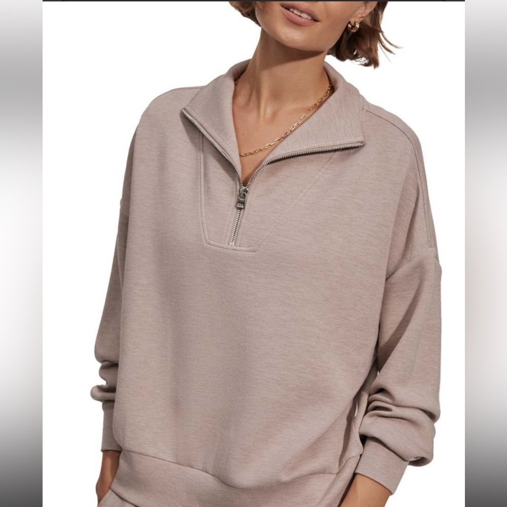 Varley Taupe Quarter-Zip Sweatshirt